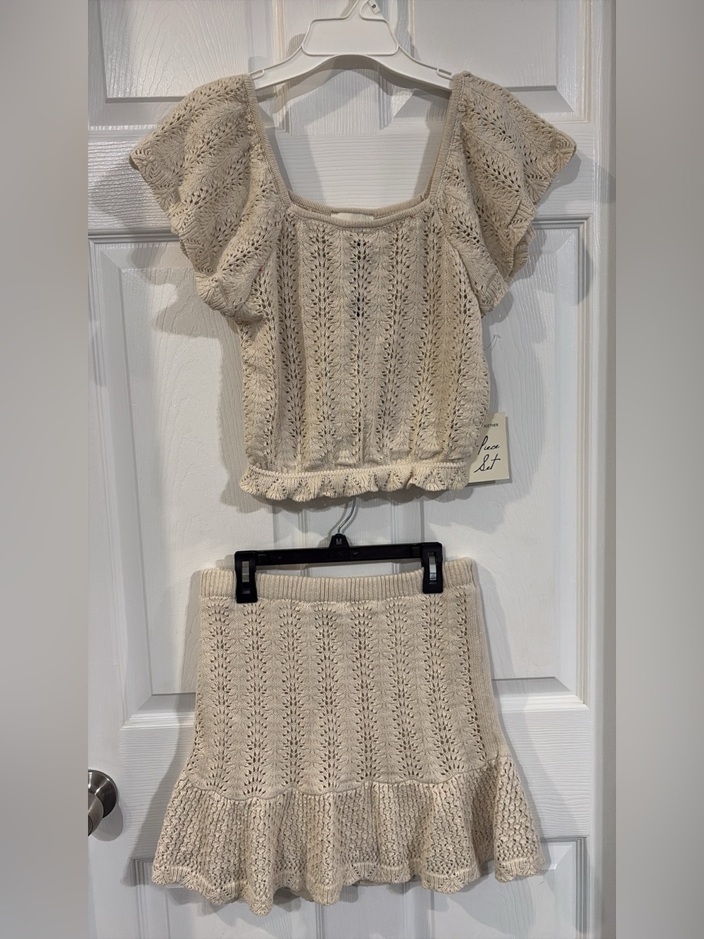 Freshman Cream Knit Top & Skirt Set